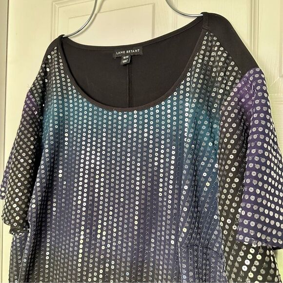 Lane Bryant Sz 18/20 Shimmering Black Sequin Tee - Picture 6 of 8